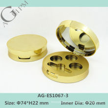 Goldenen Kunststoff Runde Lidschatten Fall mit Spiegel AG-ES1067-3, AGPM Kosmetikverpackungen, benutzerdefinierte Farben/Logo